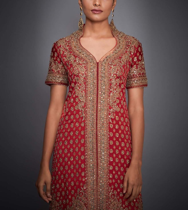 Buy RI.Ritu Kumar Red Kurta with Palazzo and Dupatta Set for Women