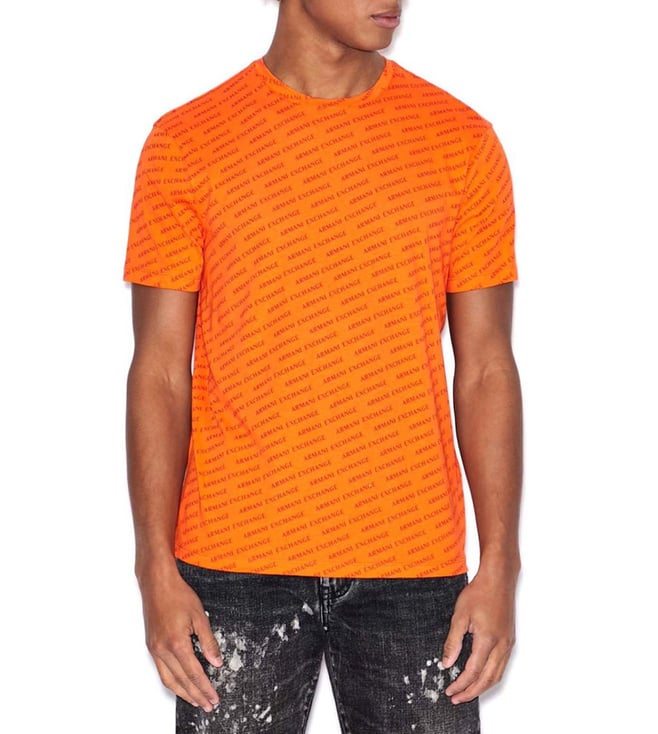 Buy Armani Exchange Shocking Orange Regular Fit T-Shirt for Men Online @  Tata CLiQ Luxury