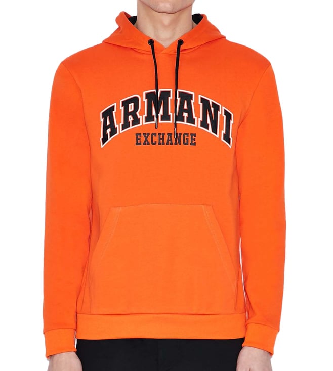 Buy Armani Exchange Shocking Orange Classic Fit Hooded Sweatshirt for Men  Online @ Tata CLiQ Luxury