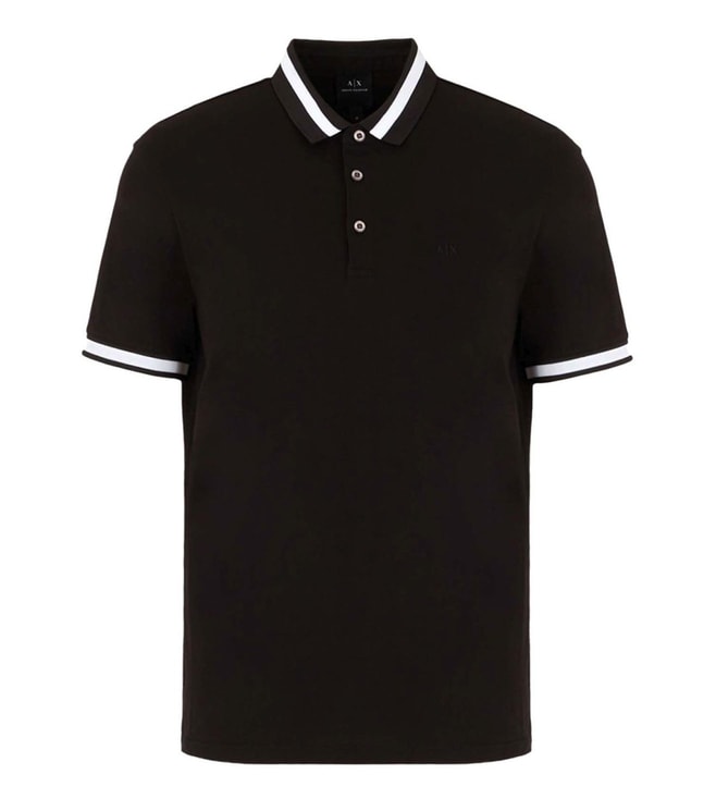 Black Regular Fit Polo T-Shirt for Men 