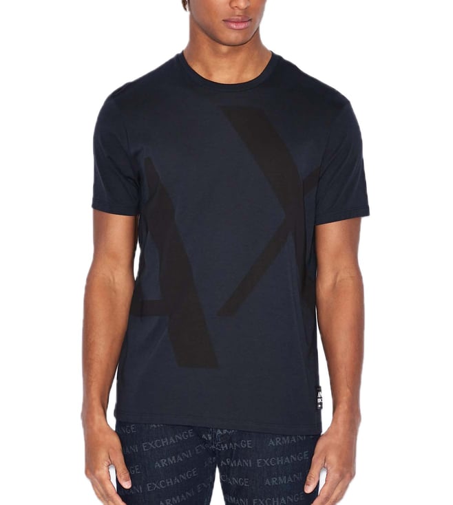 Buy Armani Exchange Navy Regular Fit T-Shirt for Men Online @ Tata CLiQ  Luxury