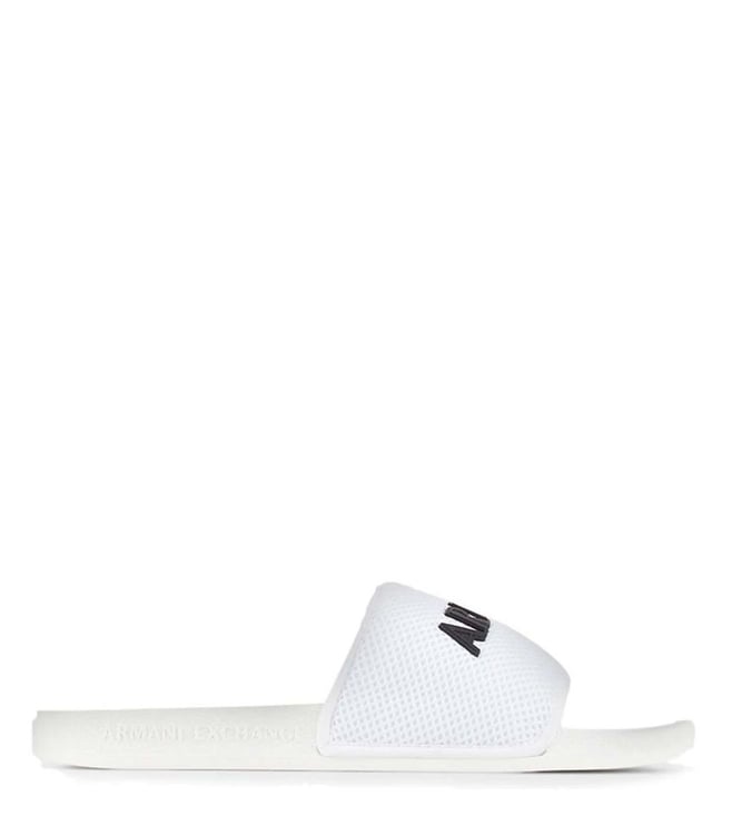 Buy Armani Exchange Optical White & Black Logo Slide Sandals for Men Online  @ Tata CLiQ Luxury