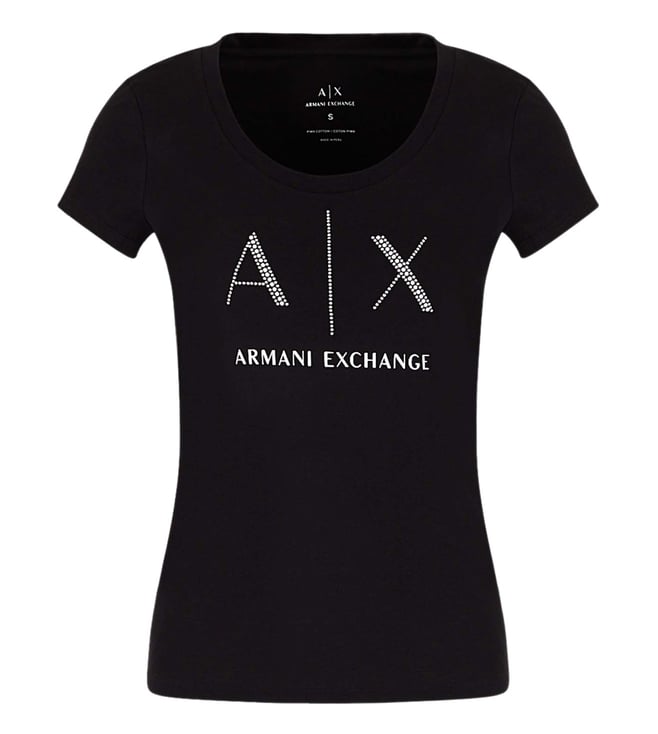 Buy Armani Exchange Black Classic Fit Logo T-Shirt for Women Online @ Tata  CLiQ Luxury