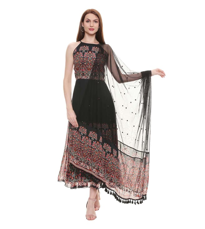 Buy Soup By Sougat Paul Black Madhubani Dress with Dupatta only at Tata ...