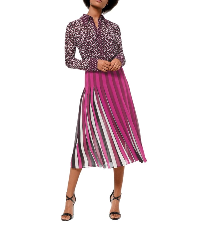 Buy MICHAEL Michael Kors Bone & Garnet Flared Fit Skirt for Women Online @  Tata CLiQ Luxury