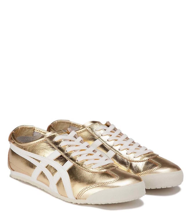 Buy Onitsuka Tiger Gold & White MEXICO 66 Unisex Sneakers for Men ...