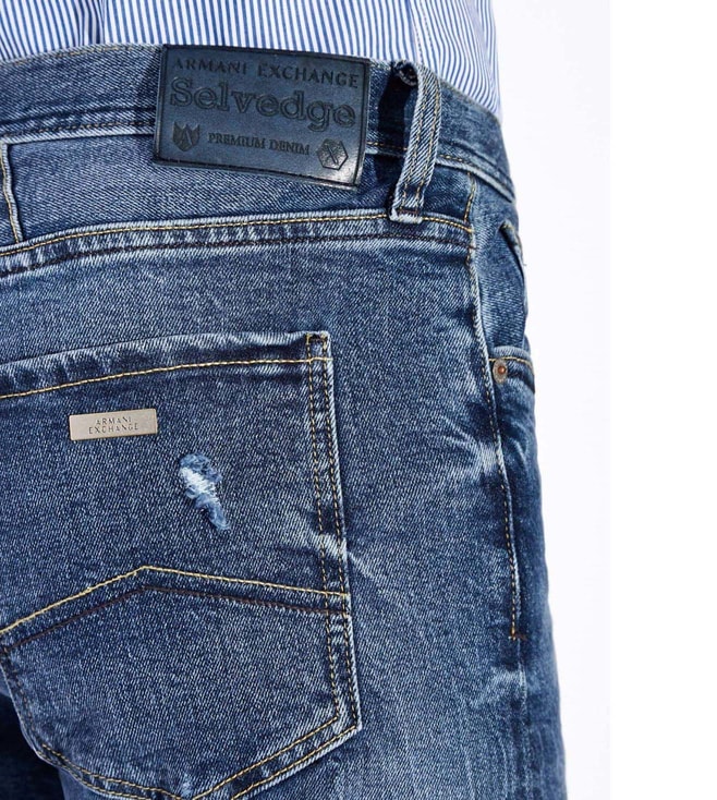 Buy Armani Exchange Indigo Denim Slim Fit Jeans for Men Online @ Tata ...