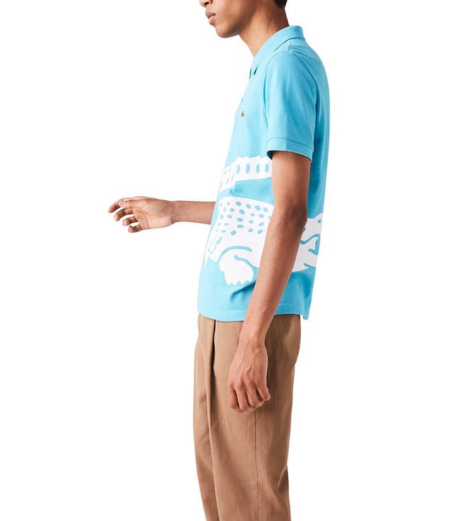 Buy Lacoste Blue Regular Fit Oversized Crocodile Polo TShirt for Men