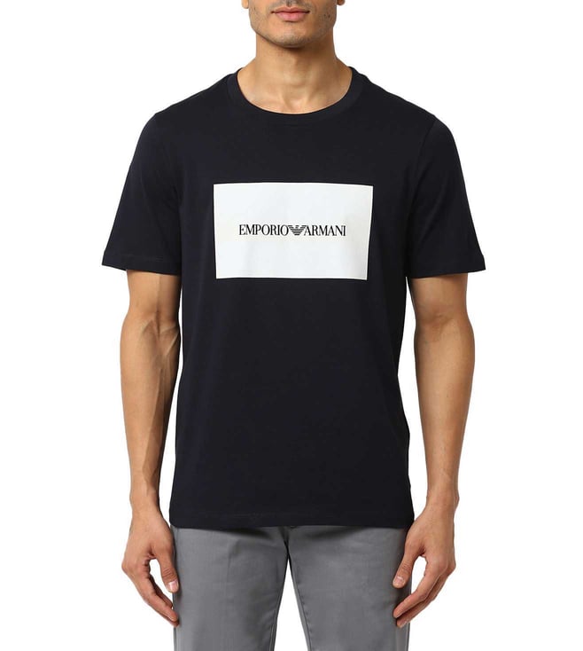 Buy Emporio Armani Blue Slim Fit Logo T-Shirt Original Men Men Clothes only  at Tata CLiQ Luxury