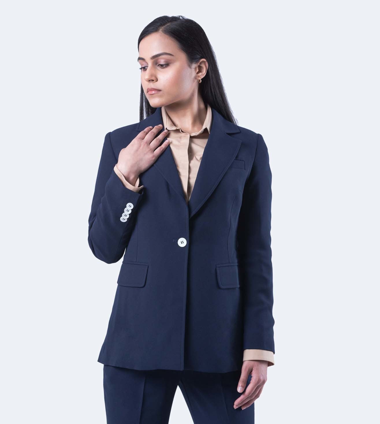 blue textured blazer