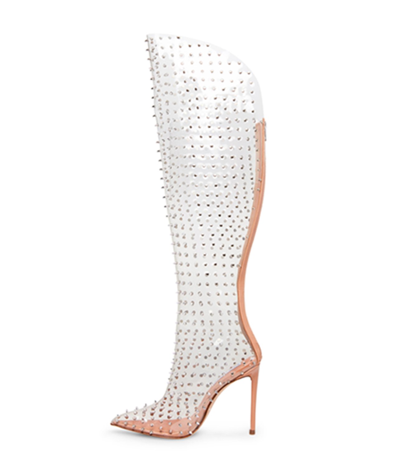 vava studded pointed toe clear boot