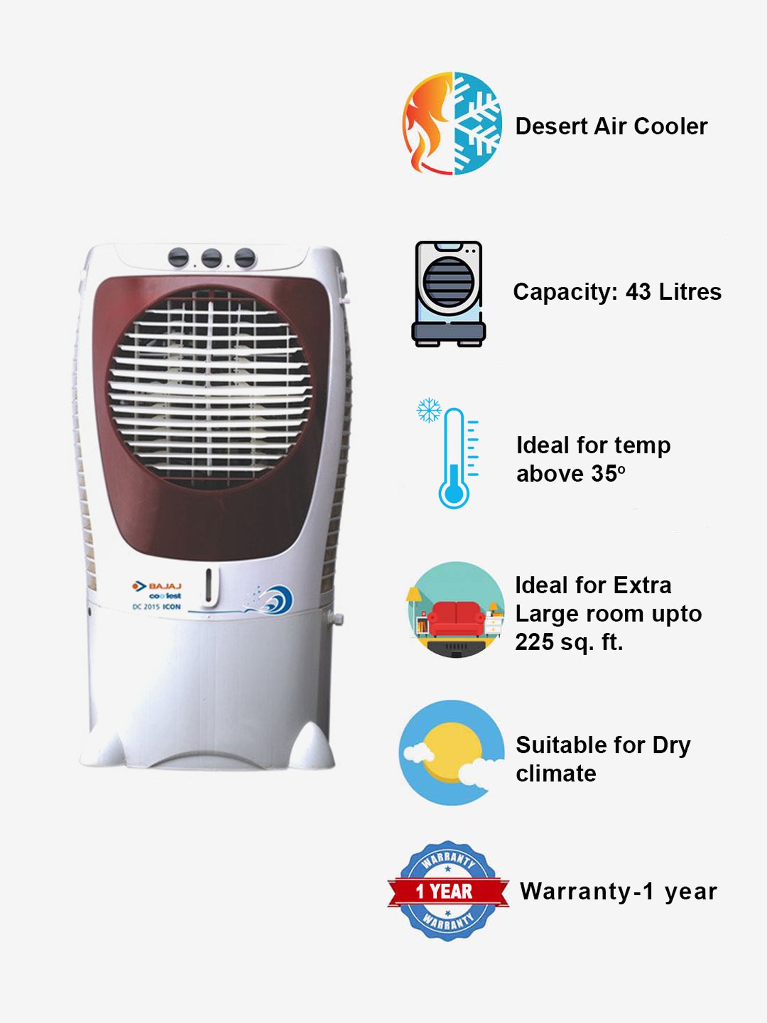 Desert Air Bajaj Dc 2015 Icon Digital Bajaj Dc2015 43 Ltrs Room