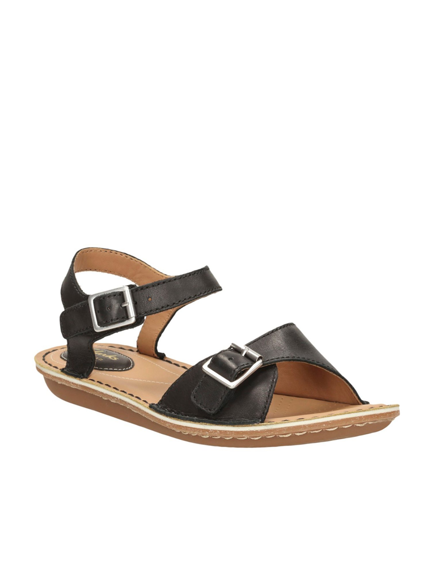 Buy Clarks Women Gold Toned Solid Leather Sandals - Heels for Women 7492559  | Myntra