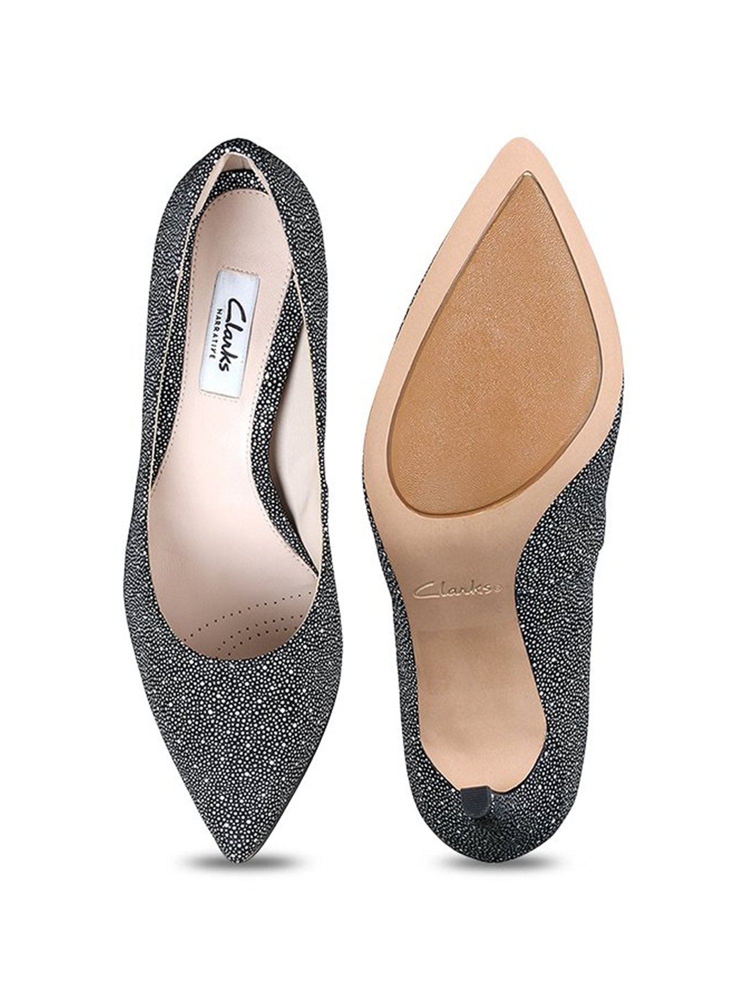 Buy Clarks Dinah Keer Black White Stiletto Pumps for at Best @ Tata CLiQ