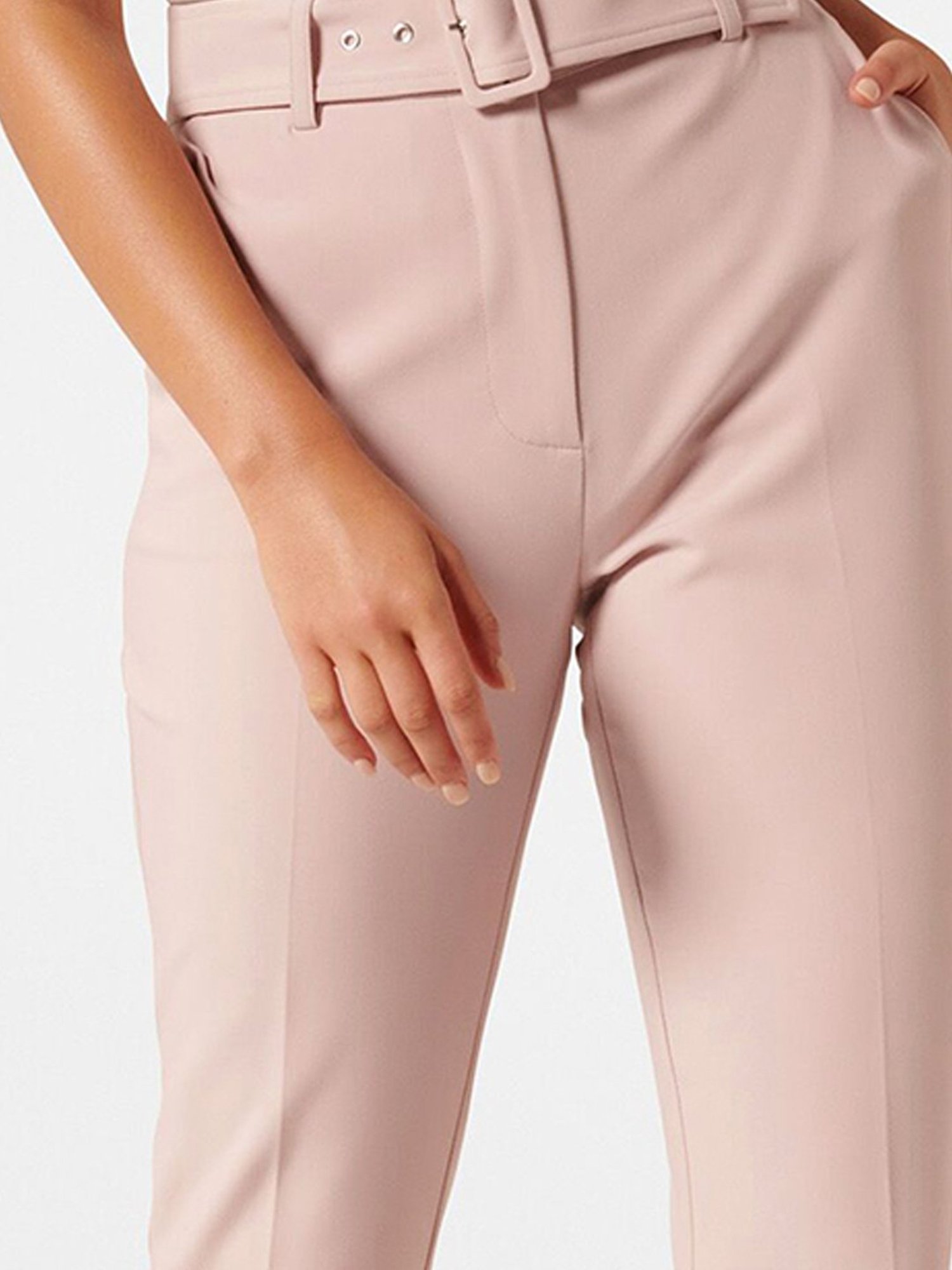 Oversized Self Fabric Belted Trousers  boohoo