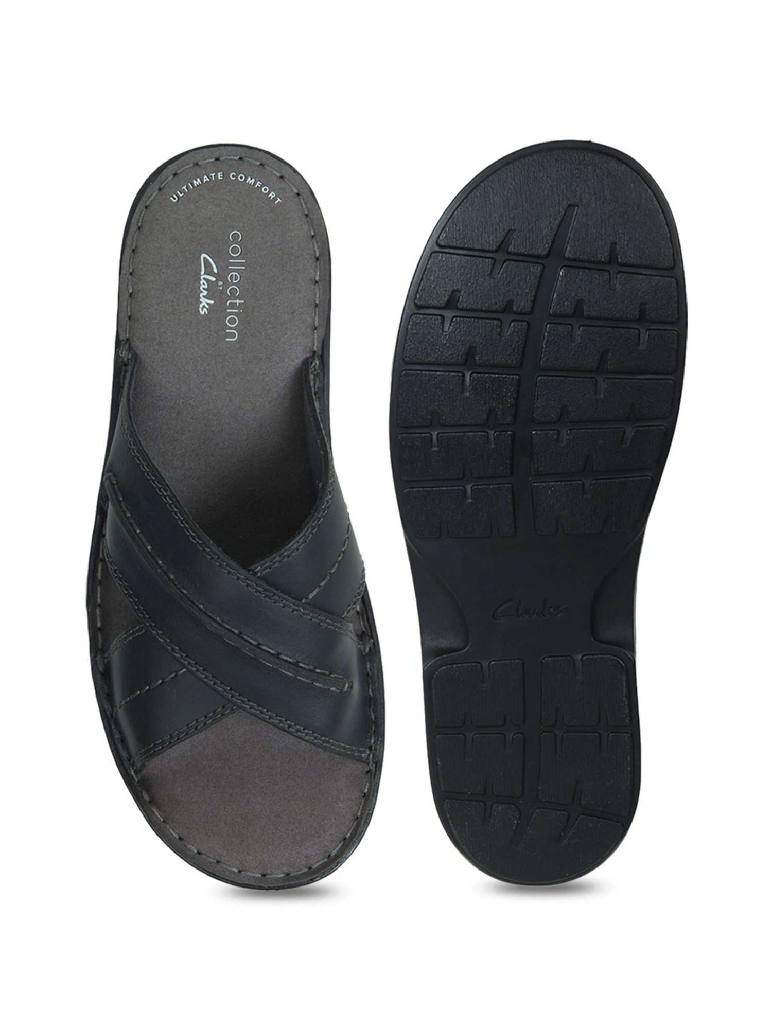 Clarks leather online slippers