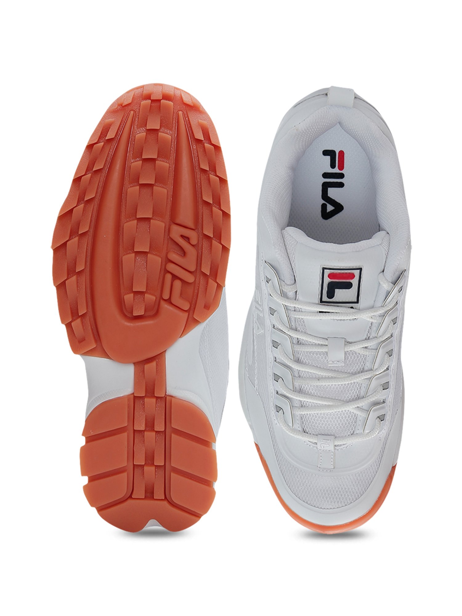 Fila Men's Disruptor Ii Premium White / Navy Gum Ankle-High Patent