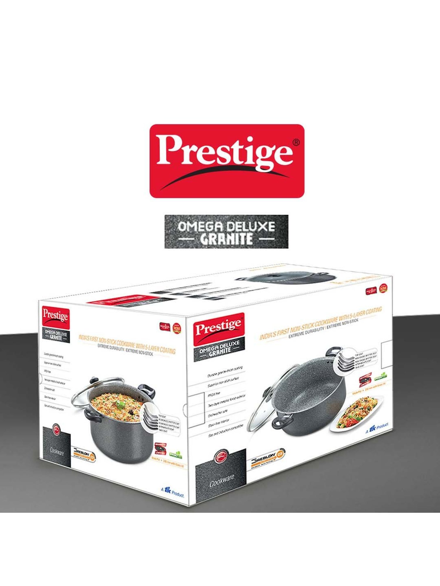 prestige omega deluxe granite stock pot with lid 280mm