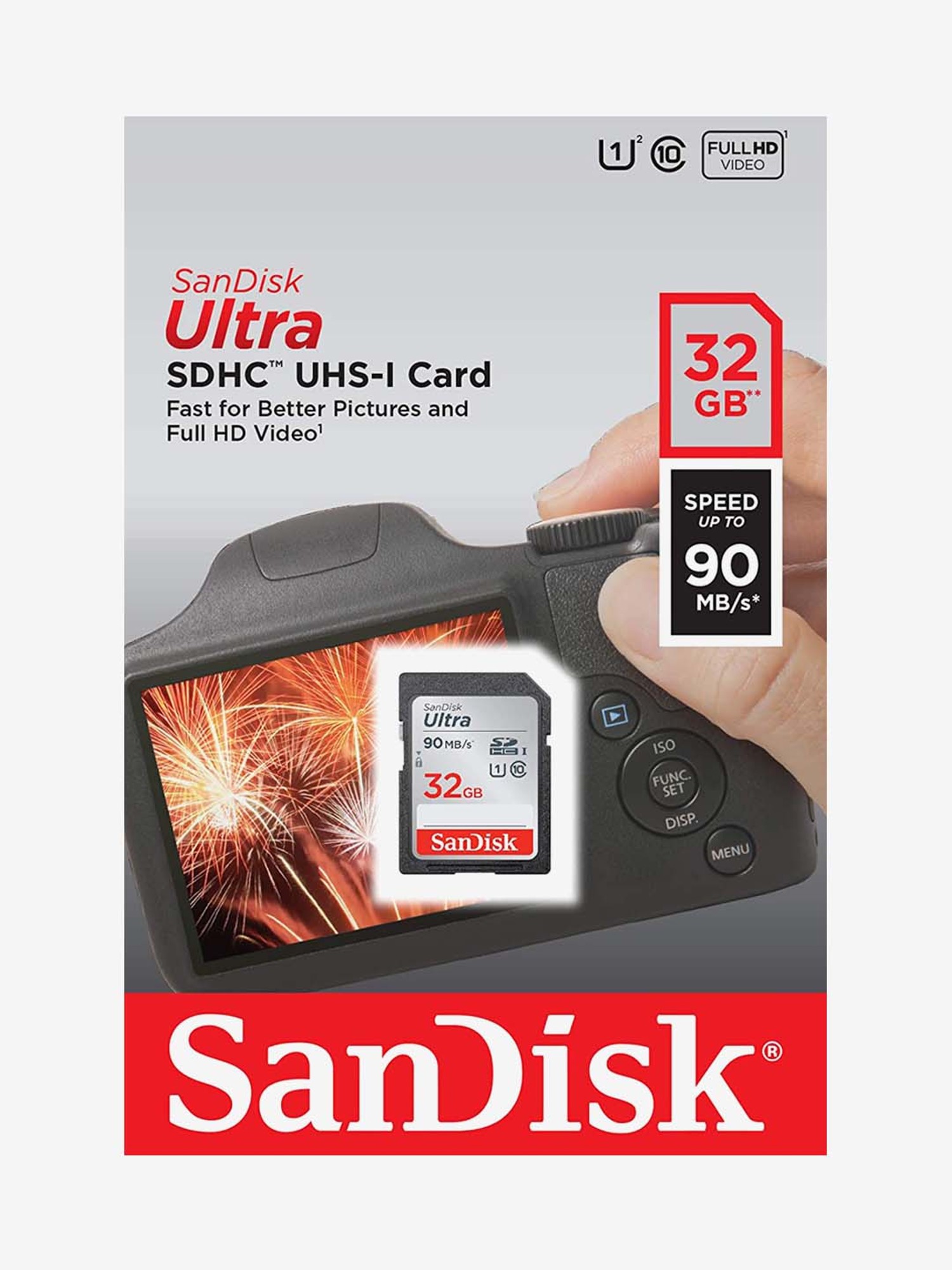 Grey/Black SDSDUNC-032G-GN6IN SanDisk 32GB Ultra Class 10 SDHC UHS-I Memory Card Up to 80MB Renewed 