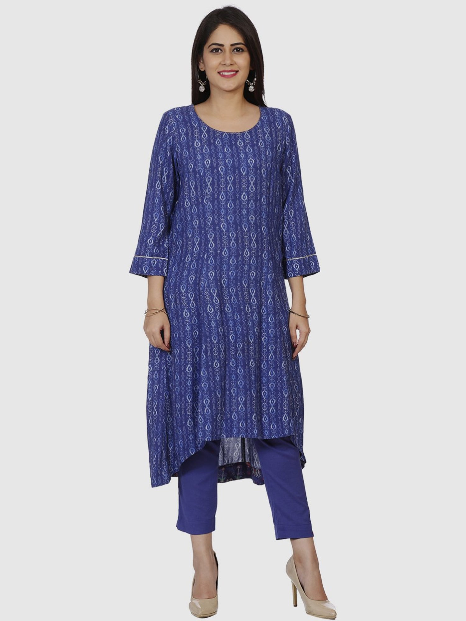 Buy Biba Royal Blue Printed A Line Kurta With Jacket for Women Online @  Tata CLiQ