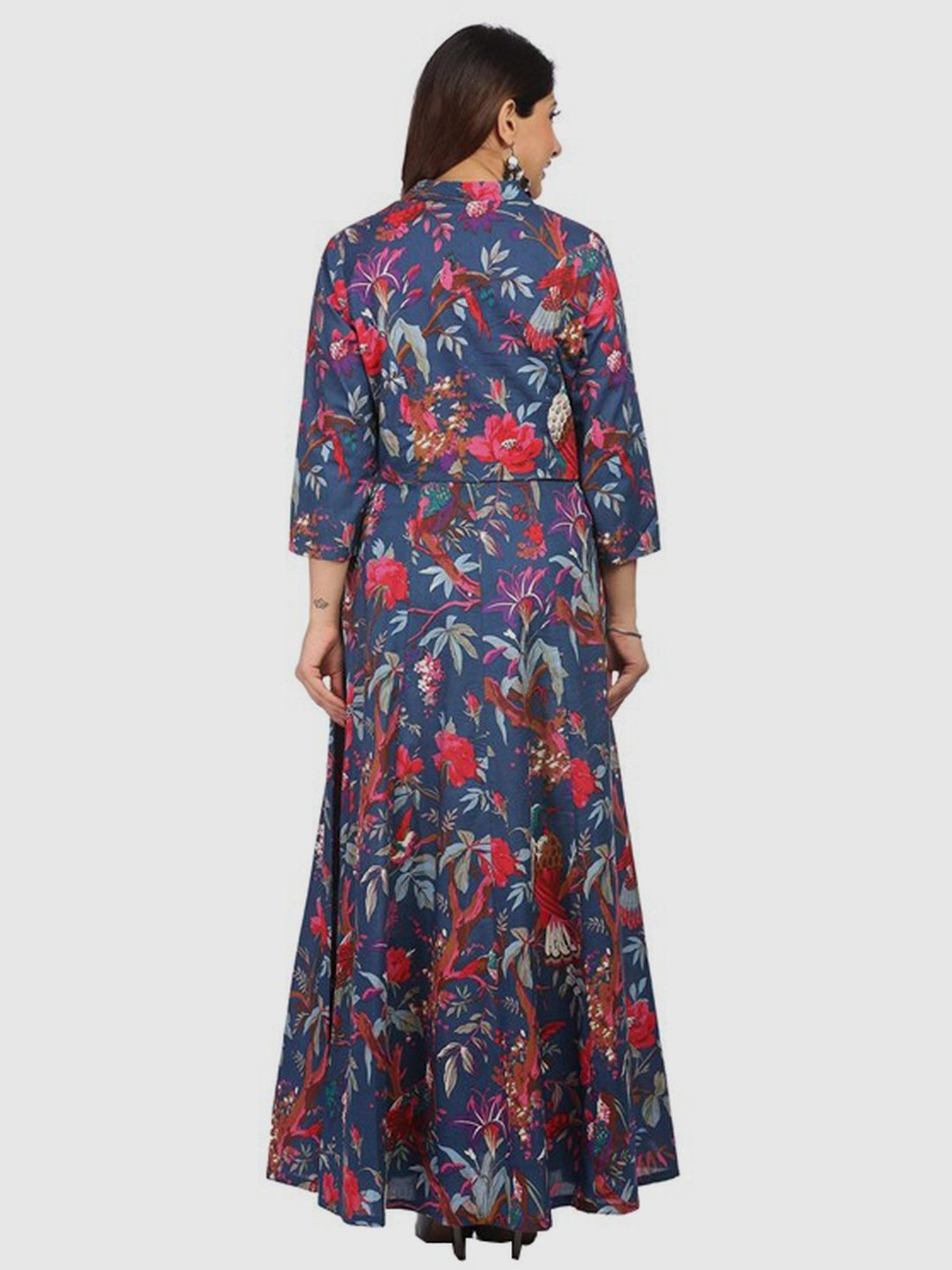 Biba Grey & Pink Pure Cotton Floral Printed Shirt Style Maxi Dress Price in  India, Full Specifications & Offers | DTashion.com