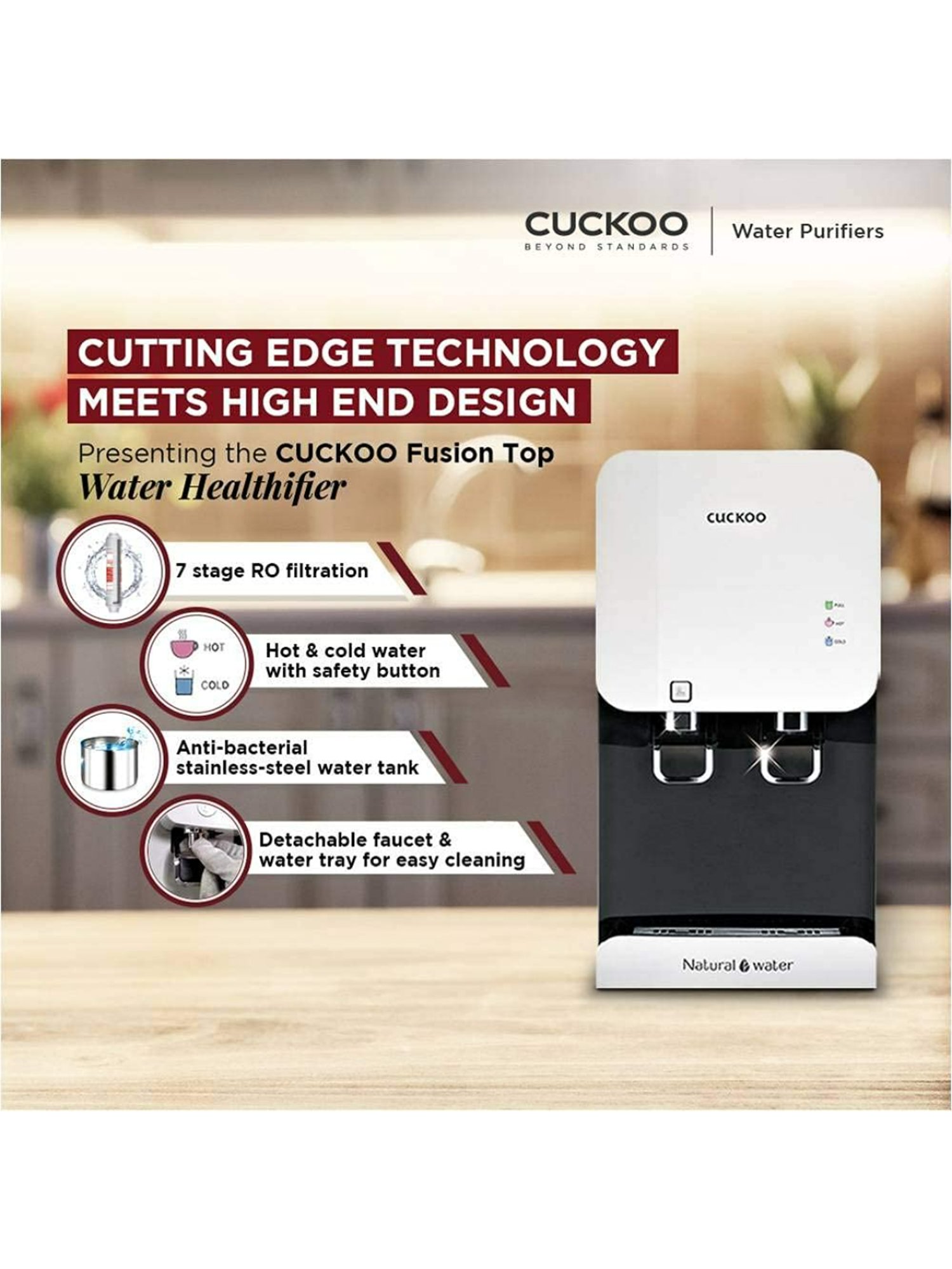 Buy Cuckoo Fusion Top Cp Fr601hw 5 2l Ro Water Purifier Online At Best Price Tata Cliq