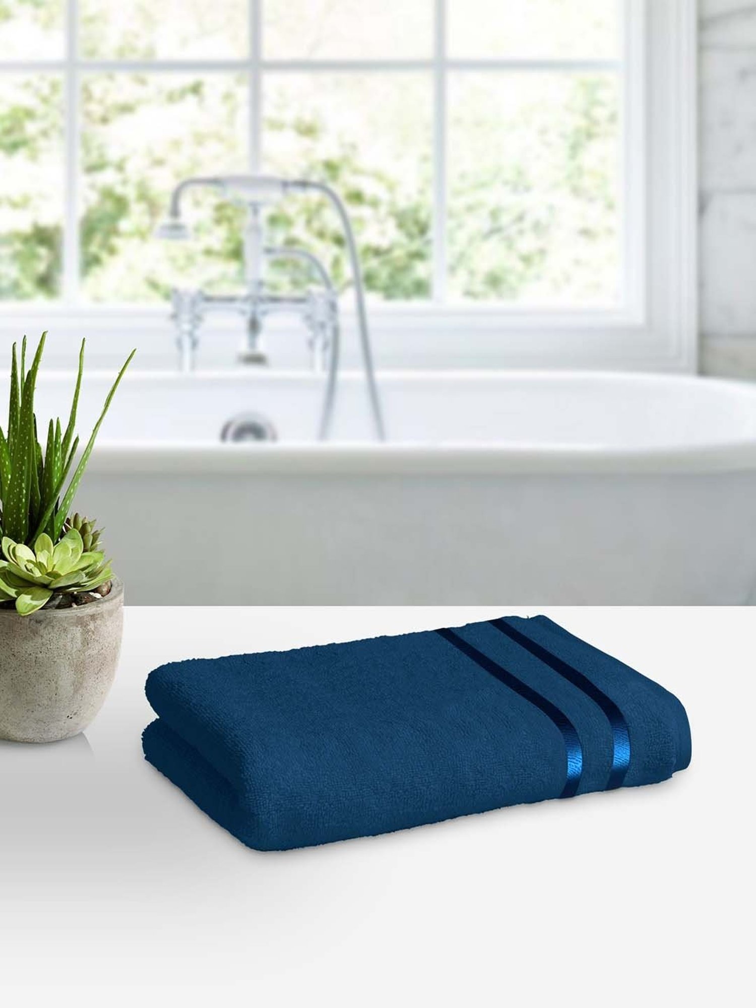 Buy Story Home Navy 450 GSM Bath Towel Set of 1 at Best Price