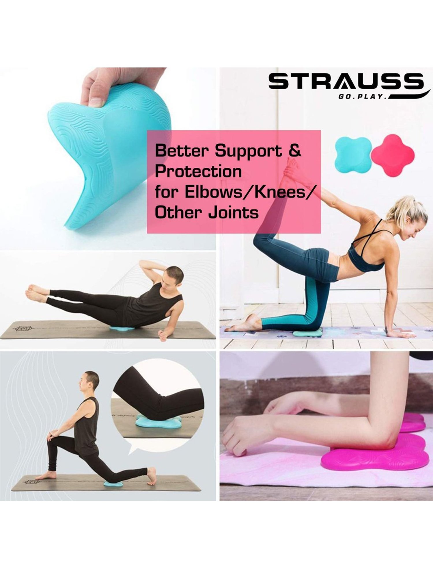 Buy Strauss Yoga Knee Pad Cushion (Pink) Online At Best Price