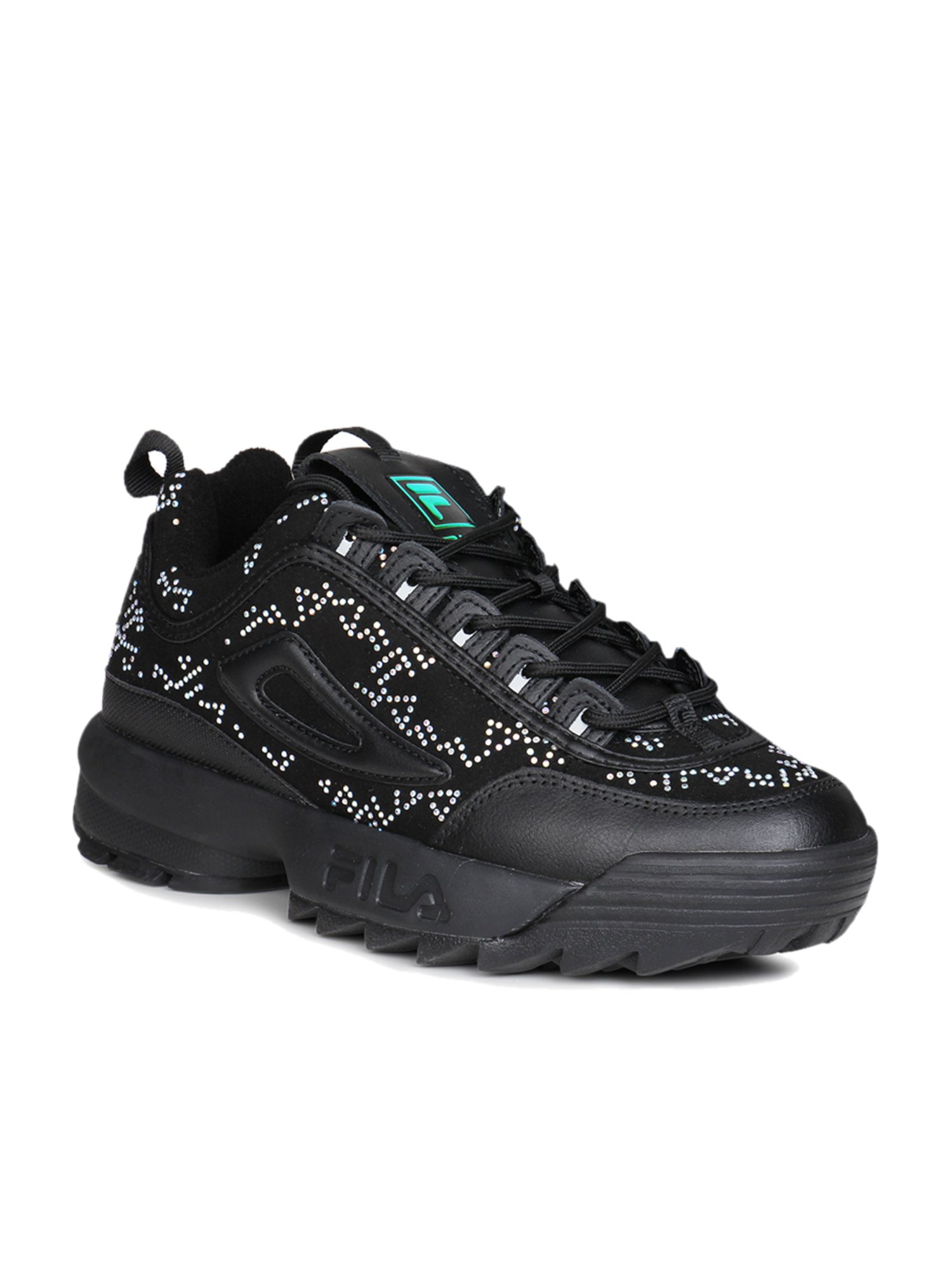 Fila disruptor sale black platform sandal