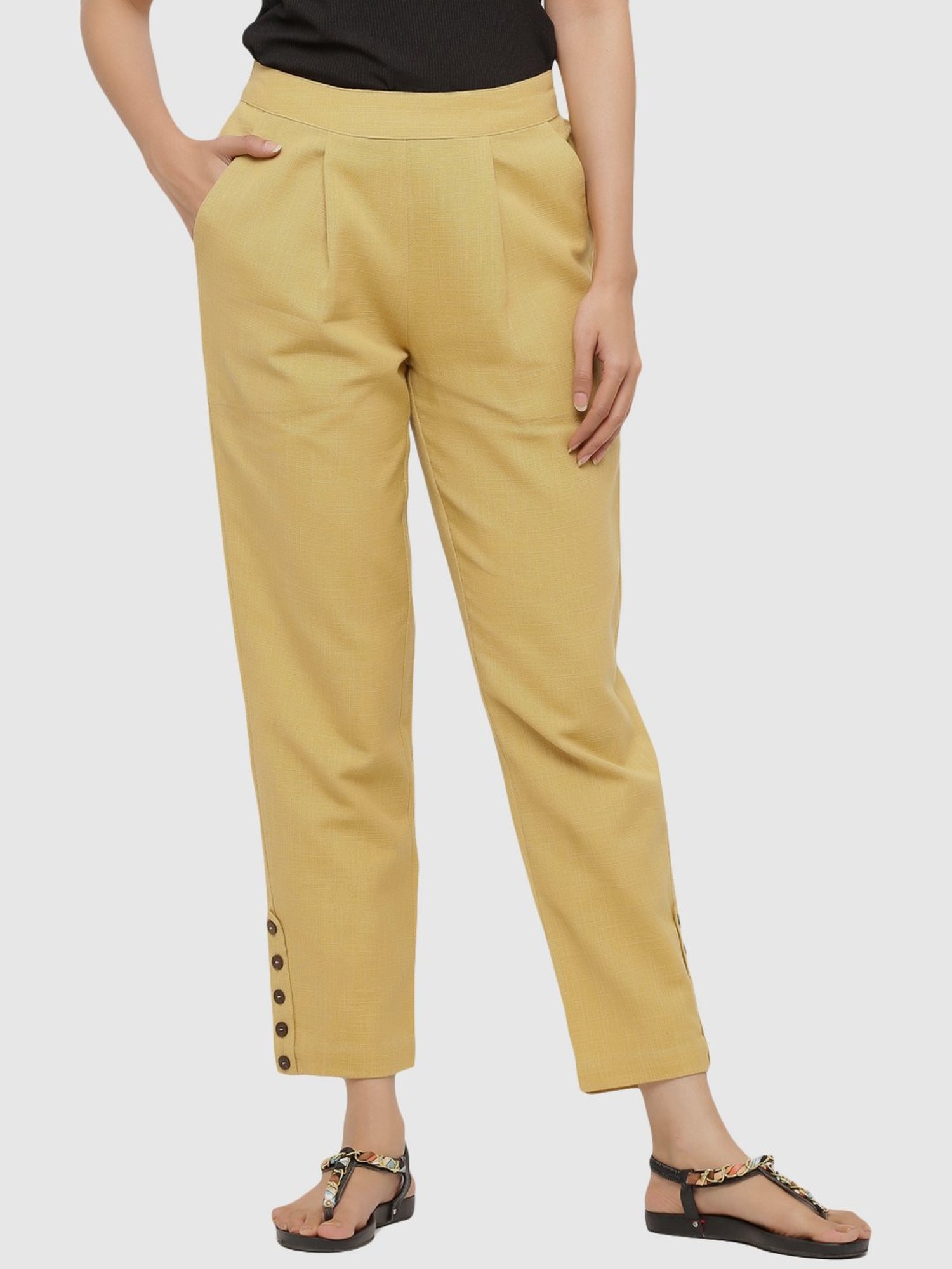Buy Comfort Lady Women's Straight Fit Pants (2540_Beige_Plus Size) at  Amazon.in