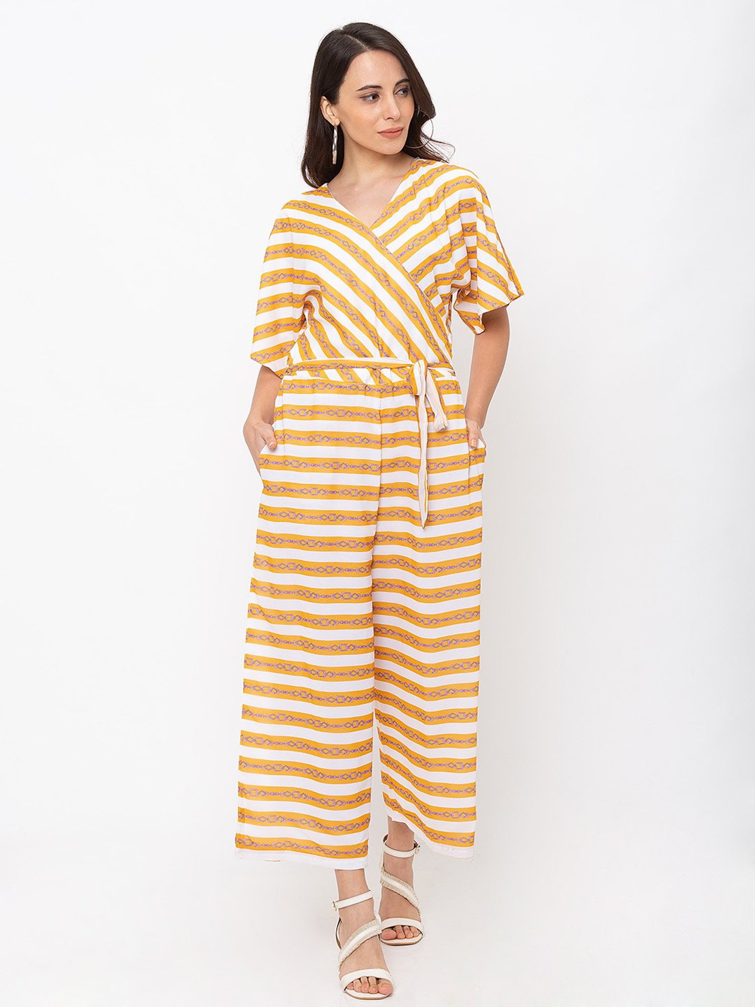 CI Sono linen collection yellow/white striped jumpsuit size small | eBay