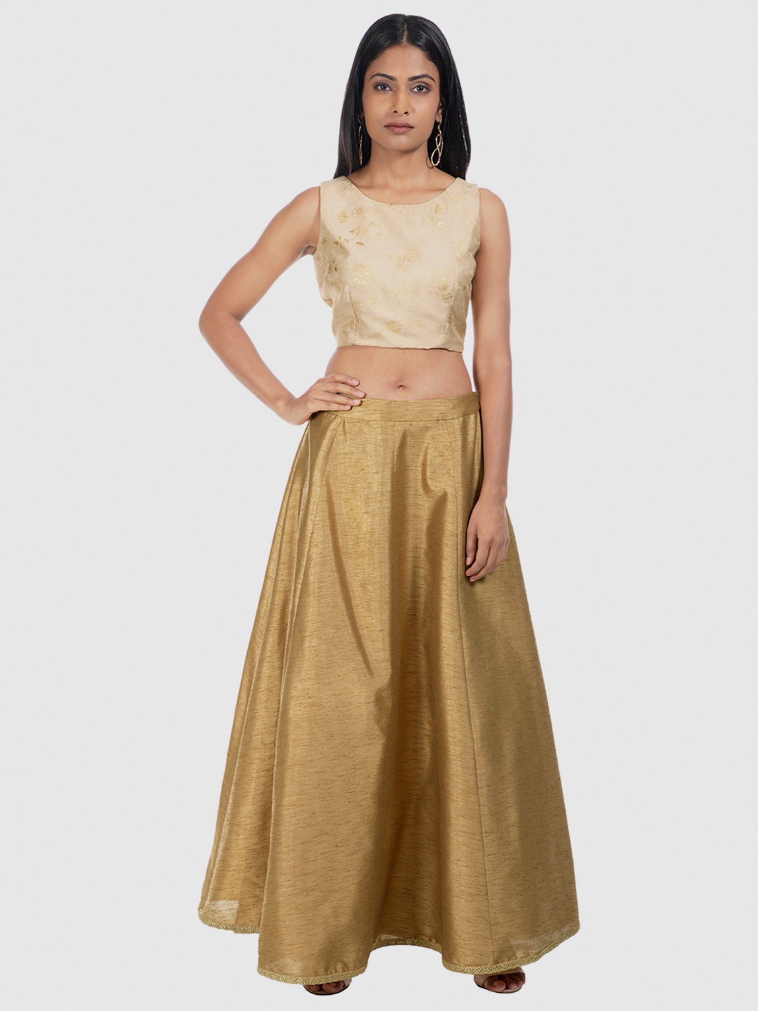 golden maxi skirt