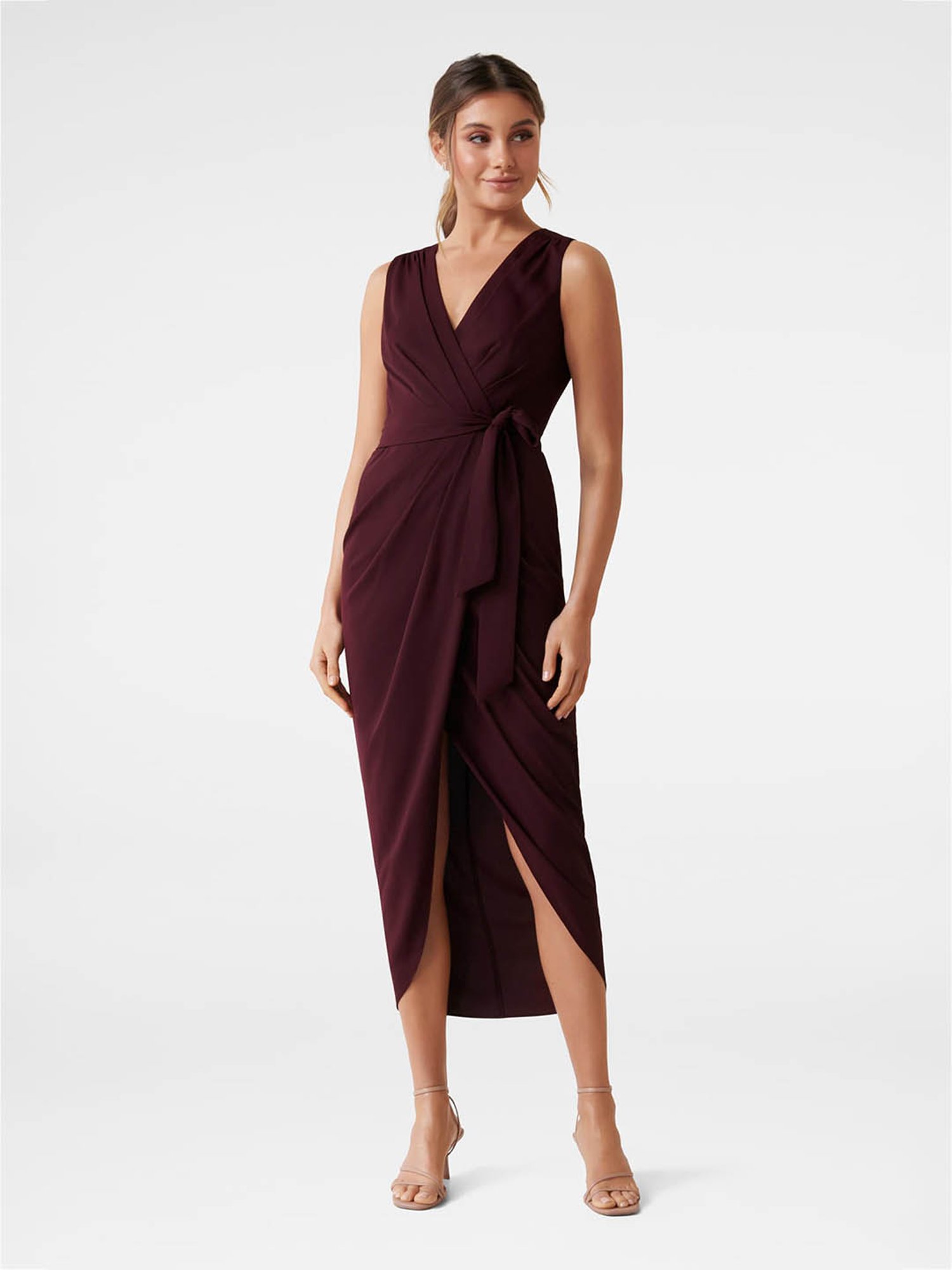 Buy Forever New Burgundy Fitted Dress 