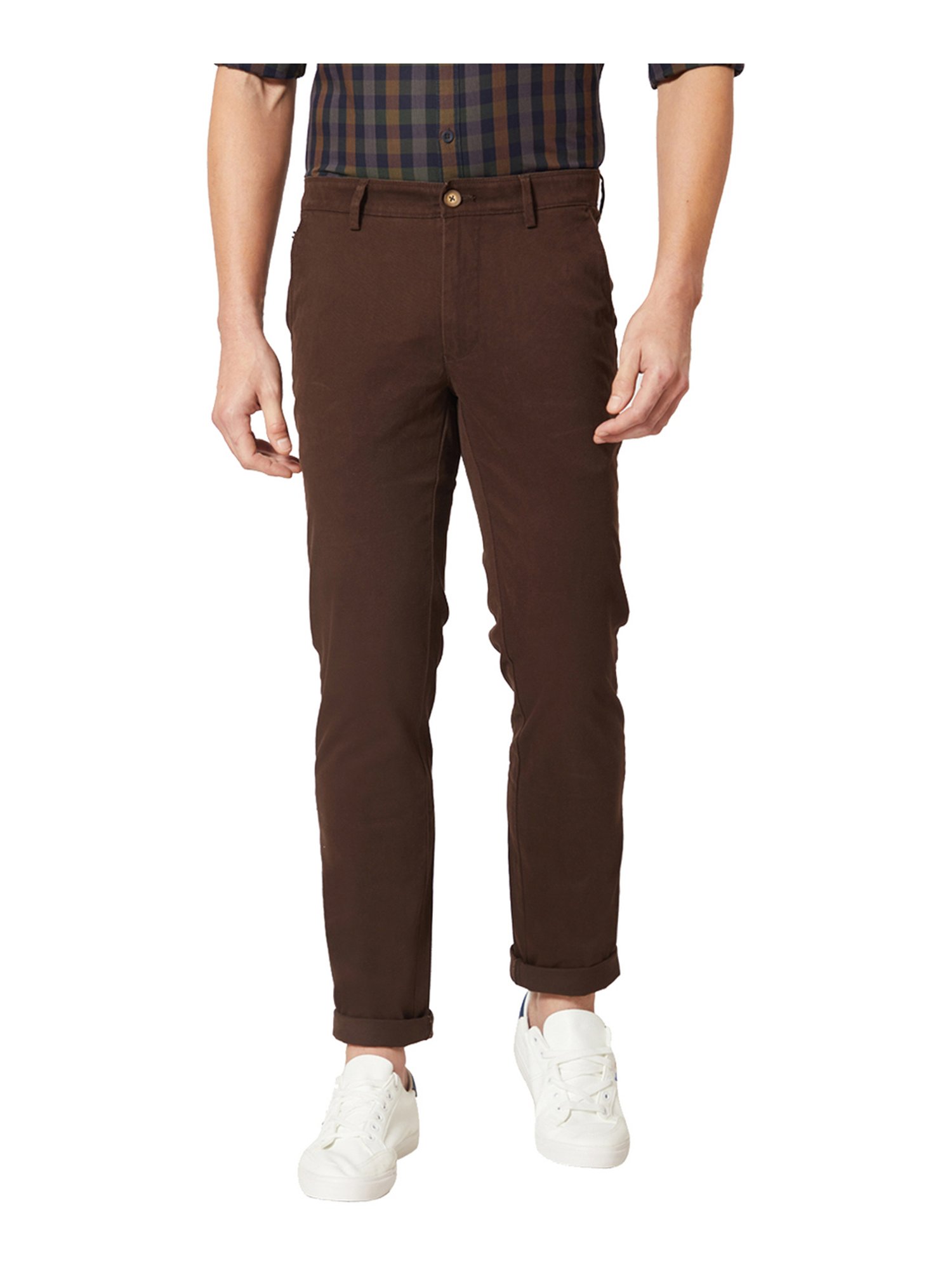 Buy J Hampstead Men Khaki Slim Fit Solid Formal Trousers  Trousers for Men  4323764  Myntra