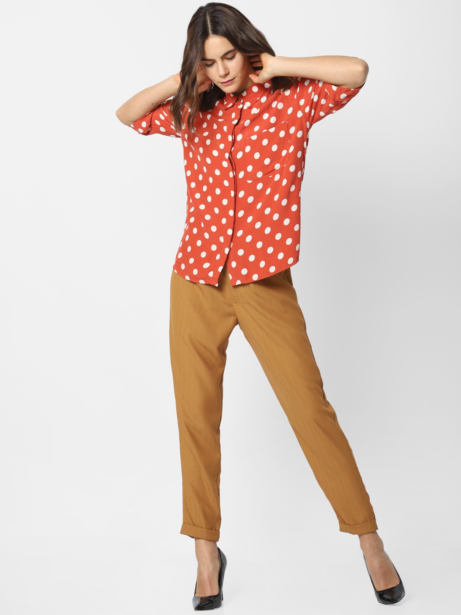 Polka Dot Shirt Women - Temu