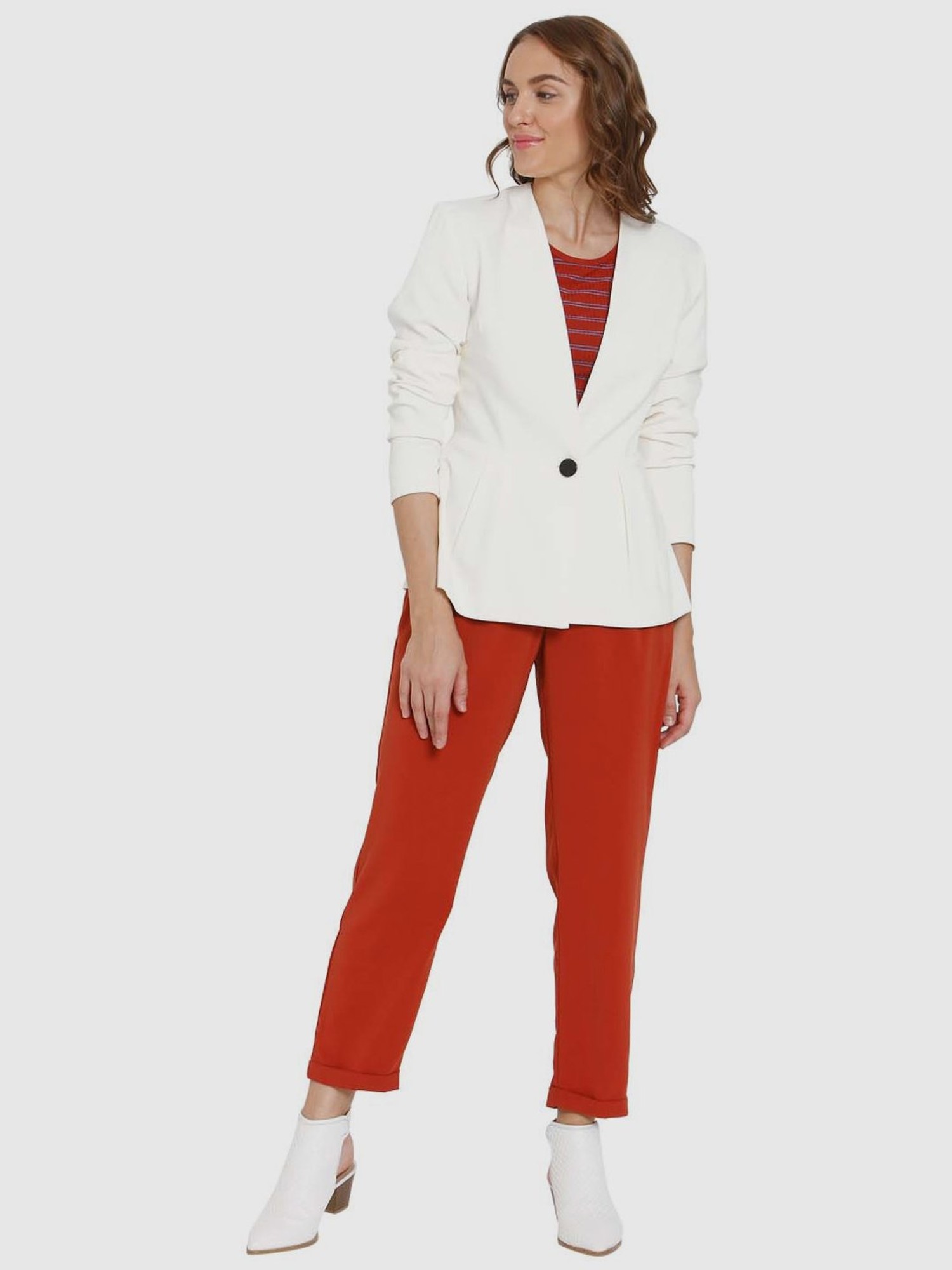 Fashion Casual Ladies White Blazer Women Business Suits Pant and Jacket  Sets Work Wear Office Uniform Styles OL