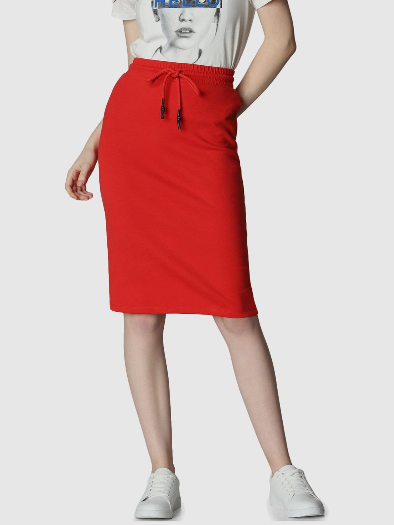 Buy RED FITTED FORMAL PENCIL DRESS for Women Online in India