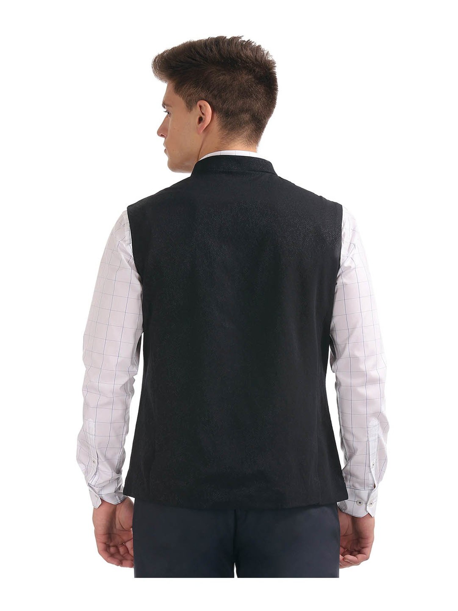 Buy Arrow Men Black Linen Nehru Jacket - Nehru Jackets for Men 629781 |  Myntra