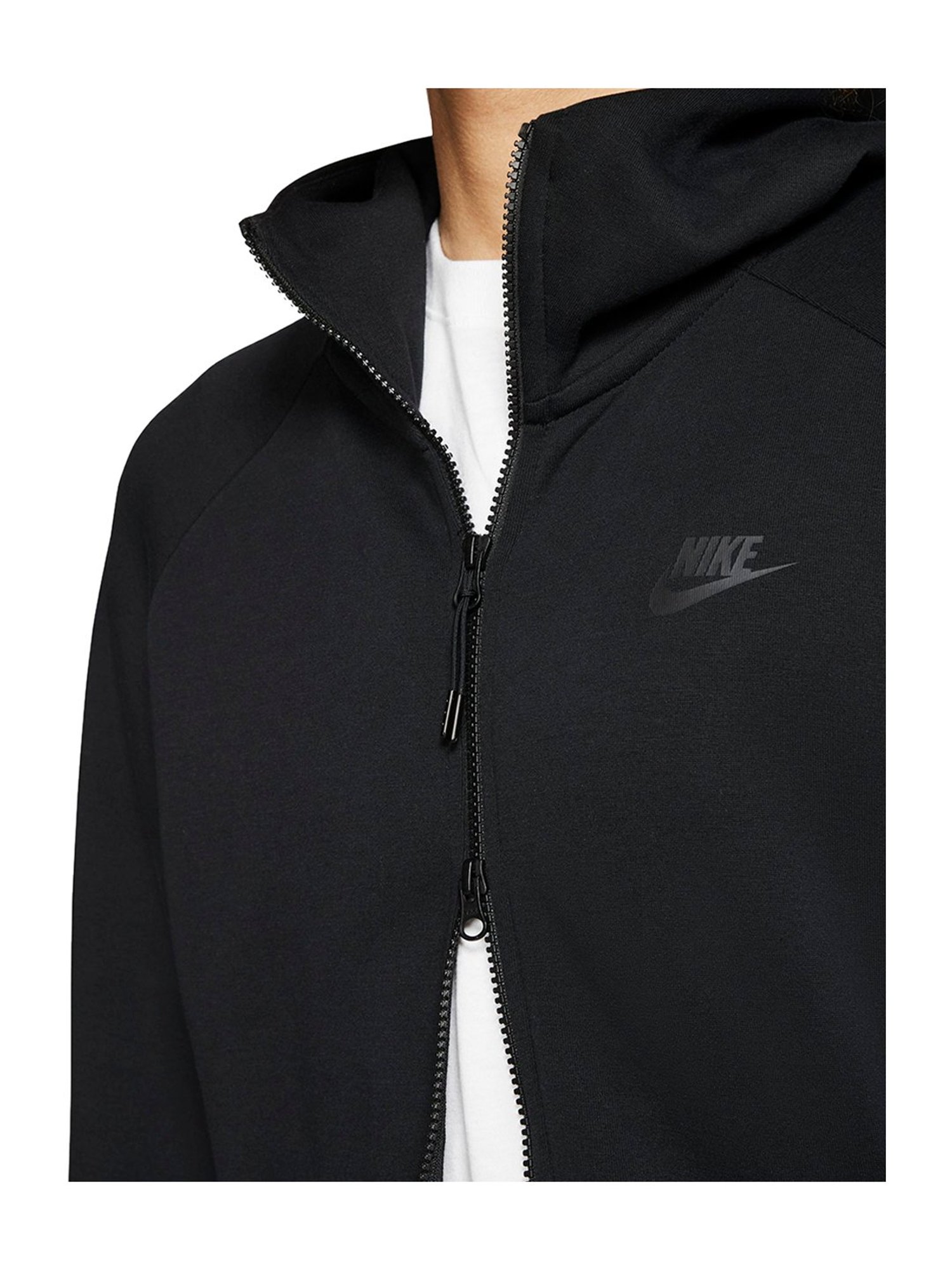 nike tech fleece zip through hoodie in black