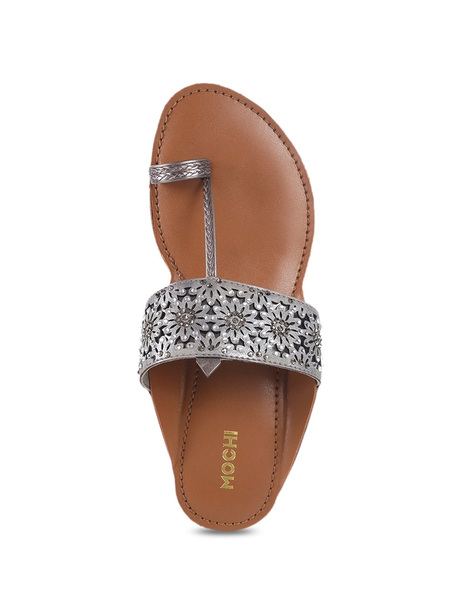 Buy Mochi Gun Metal Toe Ring Sandals for Women at Best Price