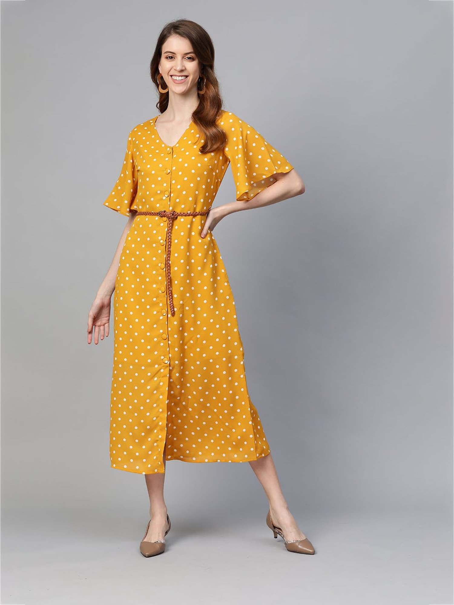 Vintage 1980s Yellow Polka Dot Pleated Skirt Set – ALEXANDRAKING