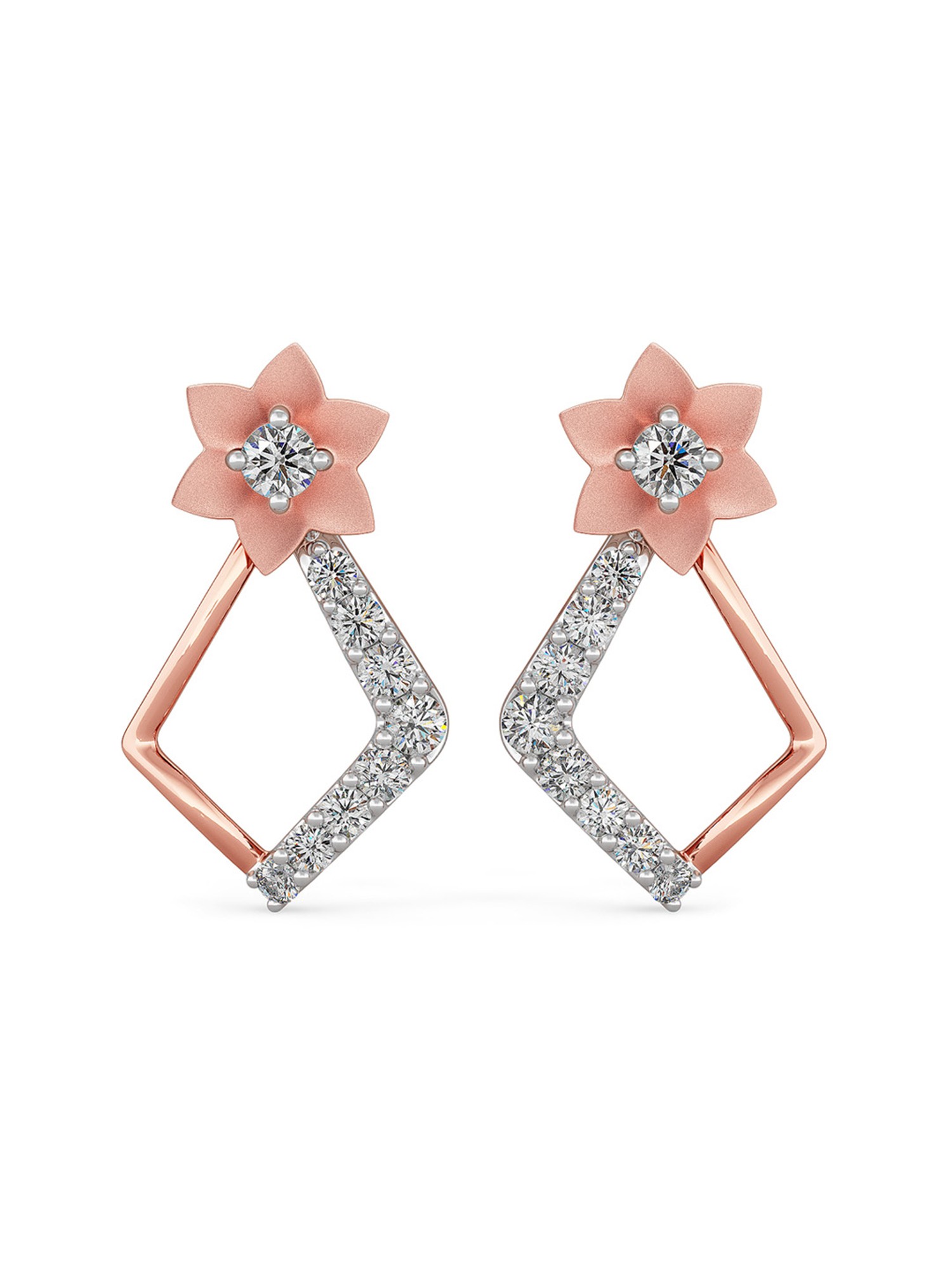 Buy Radiant looking Rosegold Diamond Earrings- Joyalukkas