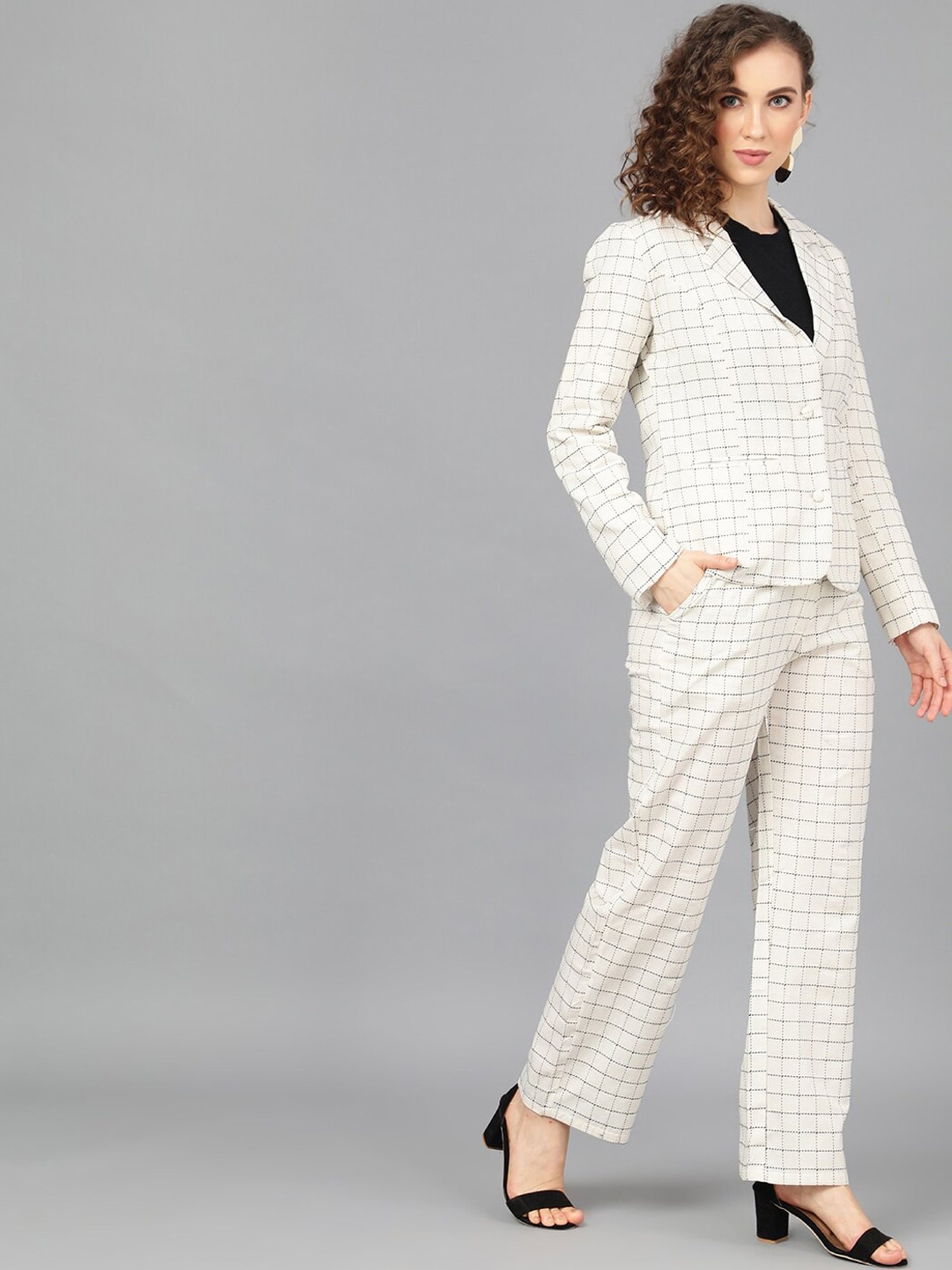 Beige Tie Blazer And Trouser Suit Co Ord Set  LexiFashion
