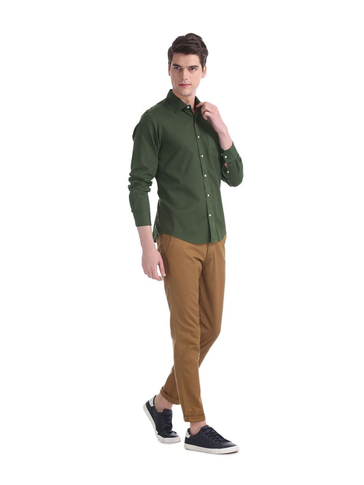 Arvind Deep Olive Slim Fit Shirt 
