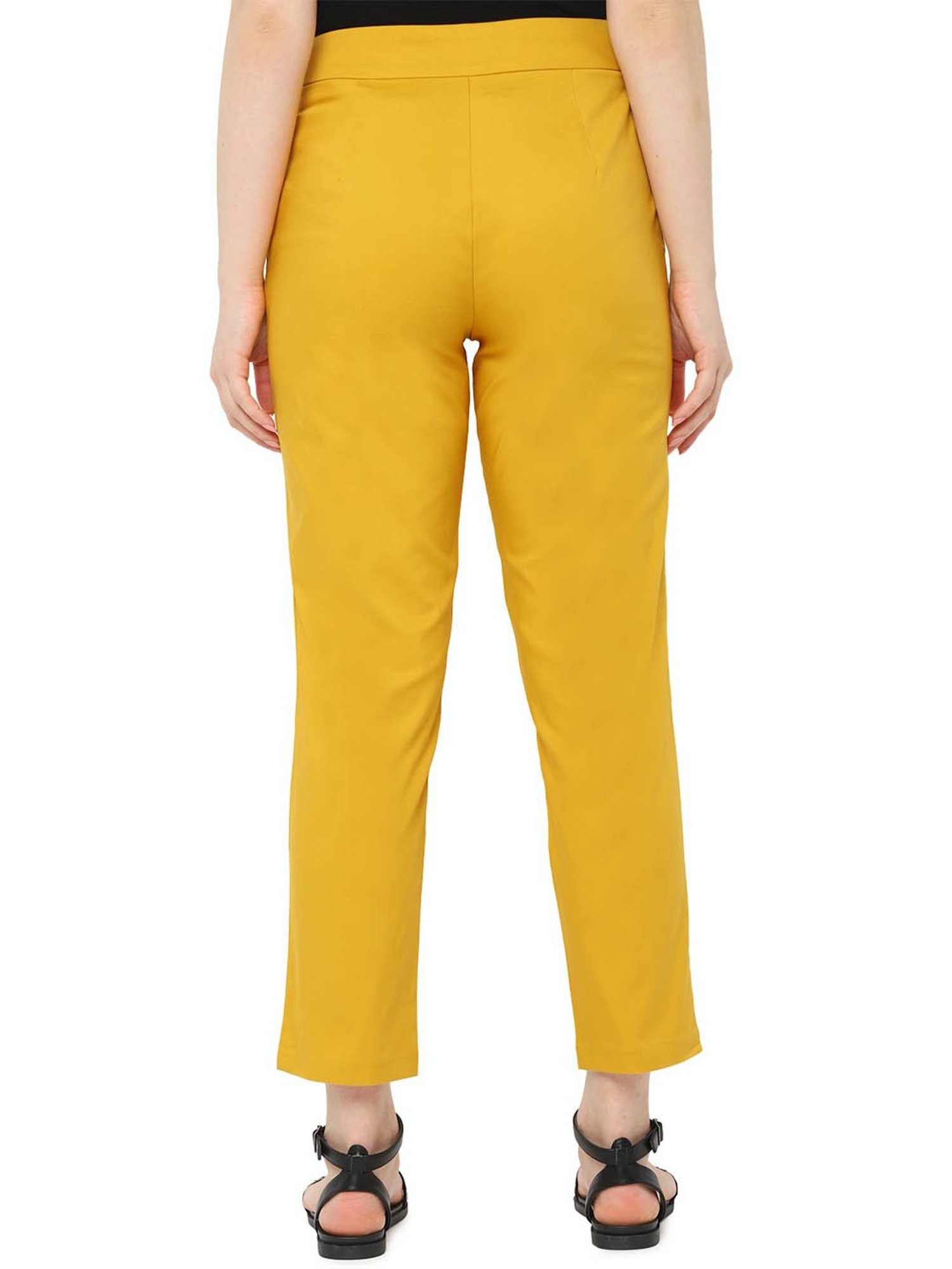 Buy VERO MODA Yellow Womens Flared Solid Trousers  Shoppers Stop