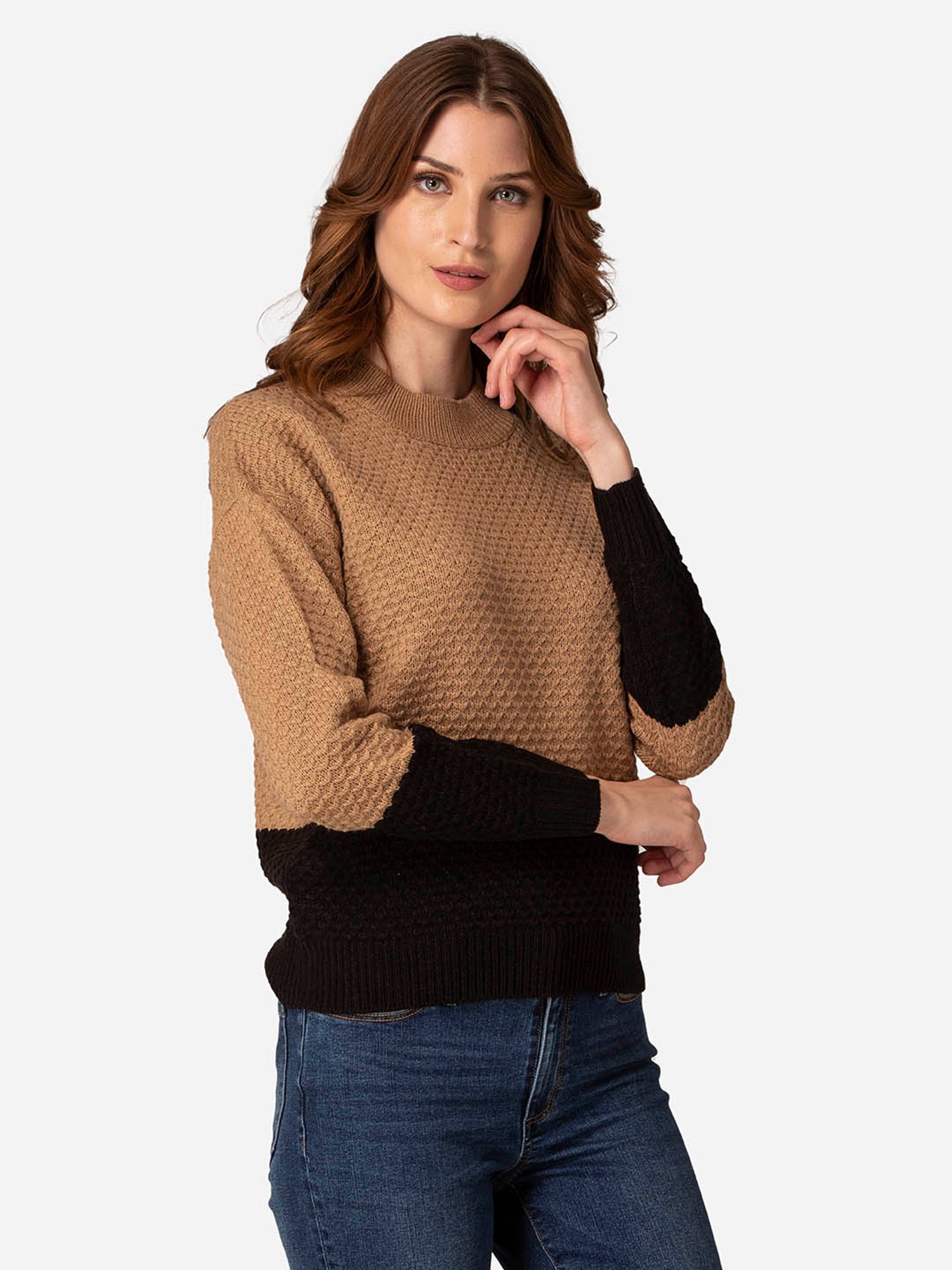 Red Tape Beige Full Sleeves Sweater 