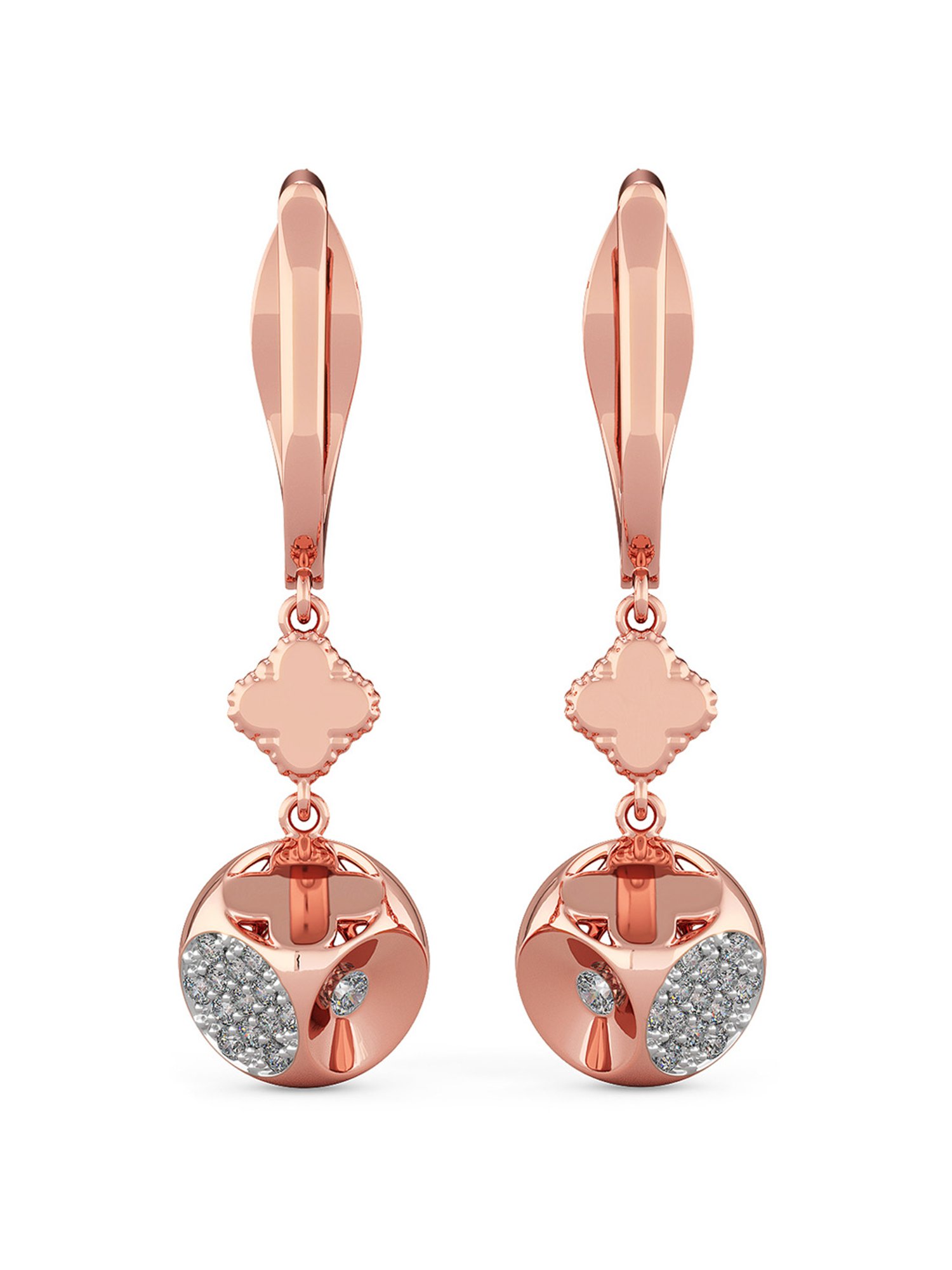 14k Rose Gold Custom Princess Cut Diamond Drop Earrings #100766 - Seattle  Bellevue | Joseph Jewelry