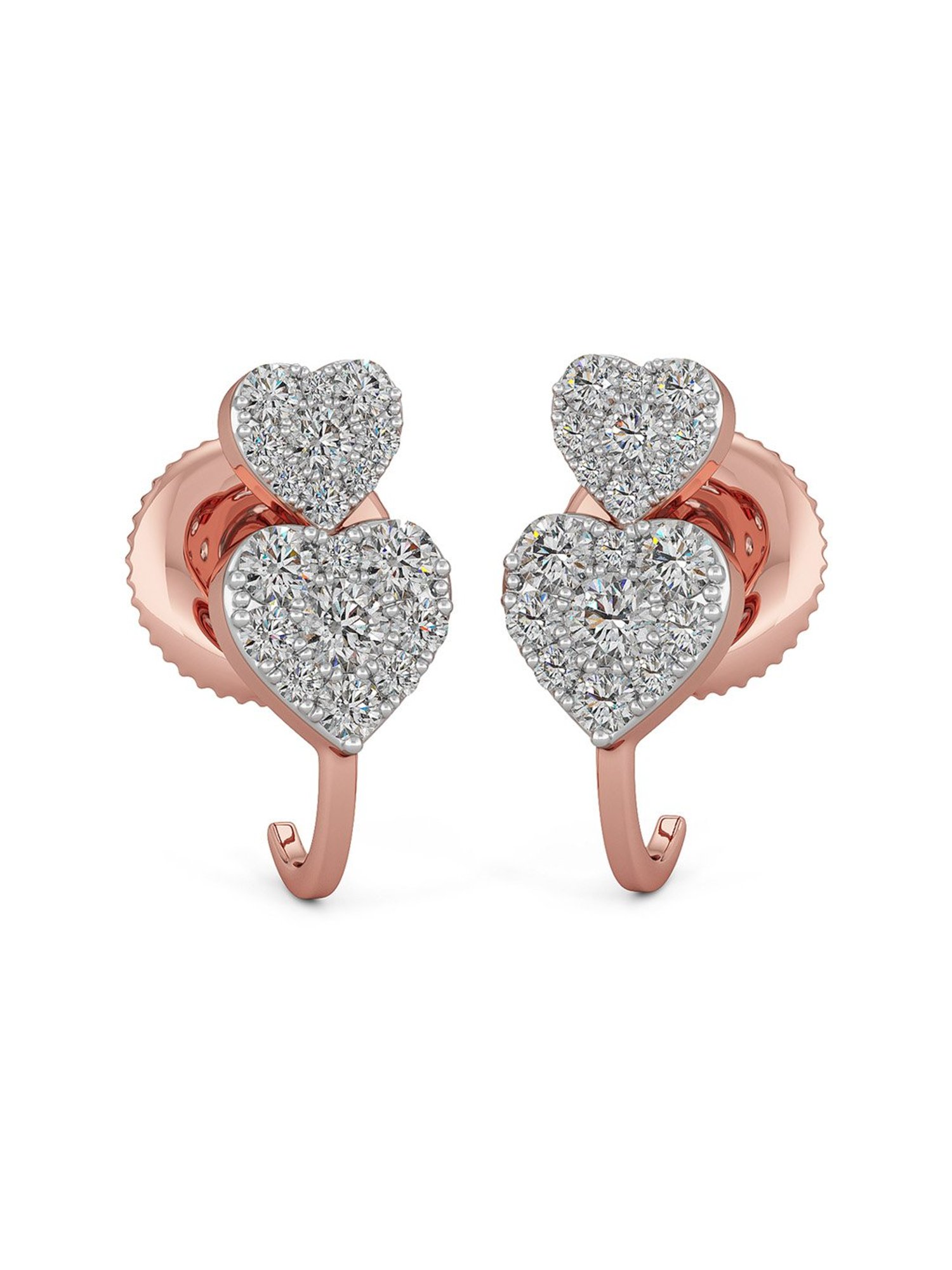 Joyalukkas 18k 750 Rose Gold and Solitaire Hoop Earrings for Girls   Amazonin Jewellery