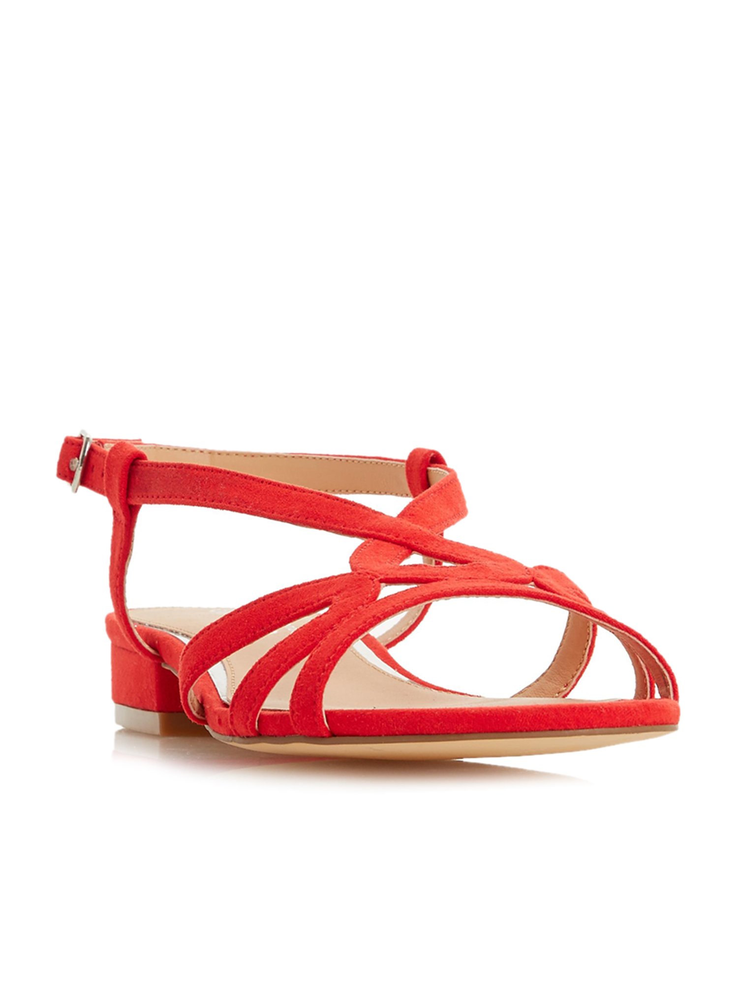 Dune London Red Back Strap Sandals 