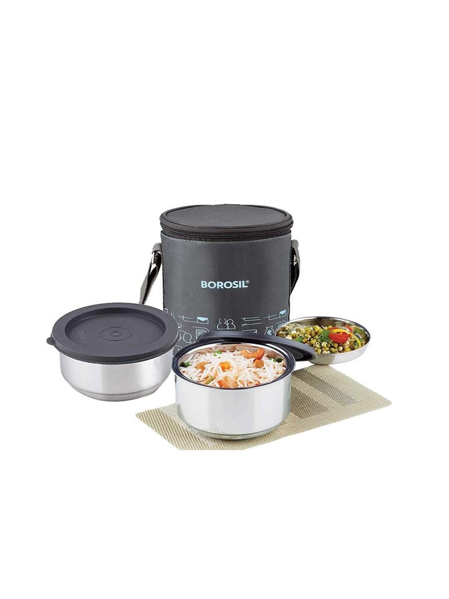 Buy Borosil Carry Fresh Silver Insulated Lunch Set at Best Price